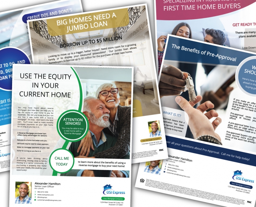 Over 100 stunning loan officer marketing flyers. Just like all of the house listing flyers, your profile and branding colors automatically display. Share any mortgage marketing flyer, open house flyer or other property flyer on social media.