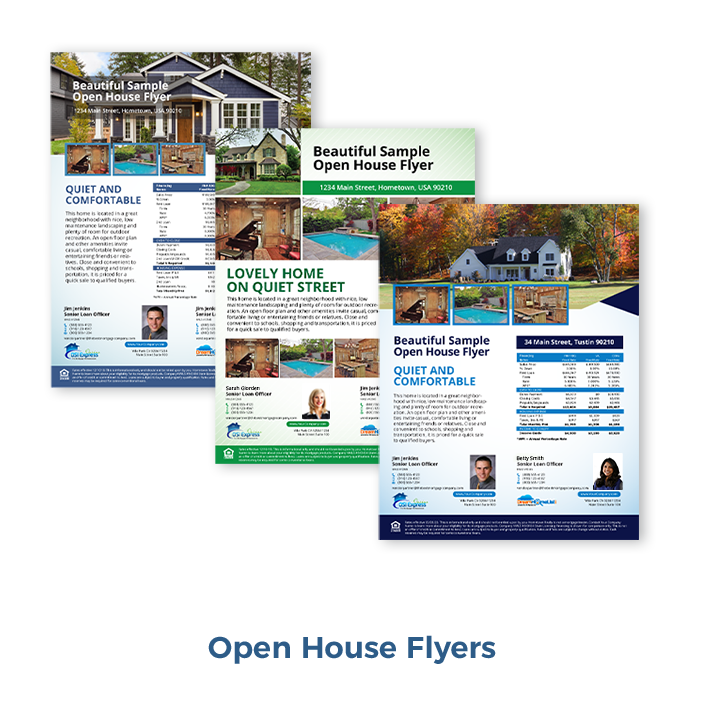 Open House Flyers, House Flyer Software, Real Estate Marketing, Loan Options